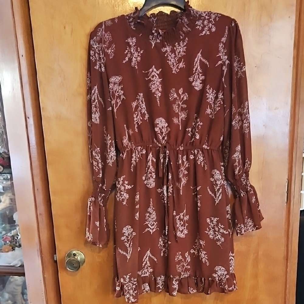 Floral  Rust Brown Dress
